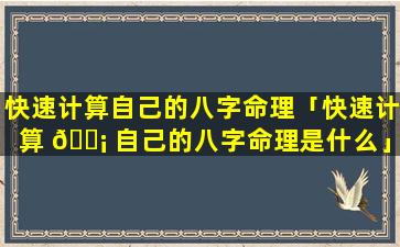 快速计算自己的八字命理「快速计算 🐡 自己的八字命理是什么」